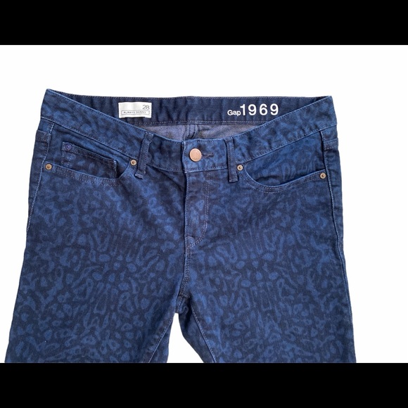 Gap Always Skinny Medium & Dark Blue Wash Cheetah Animal Print Jeans 28 - Picture 5 of 12